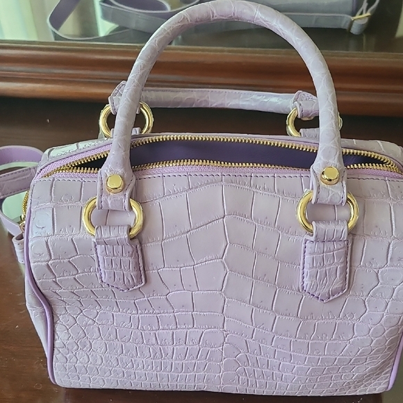 Lavender Crocodile-Embossed Handbag - Picture 1 of 2